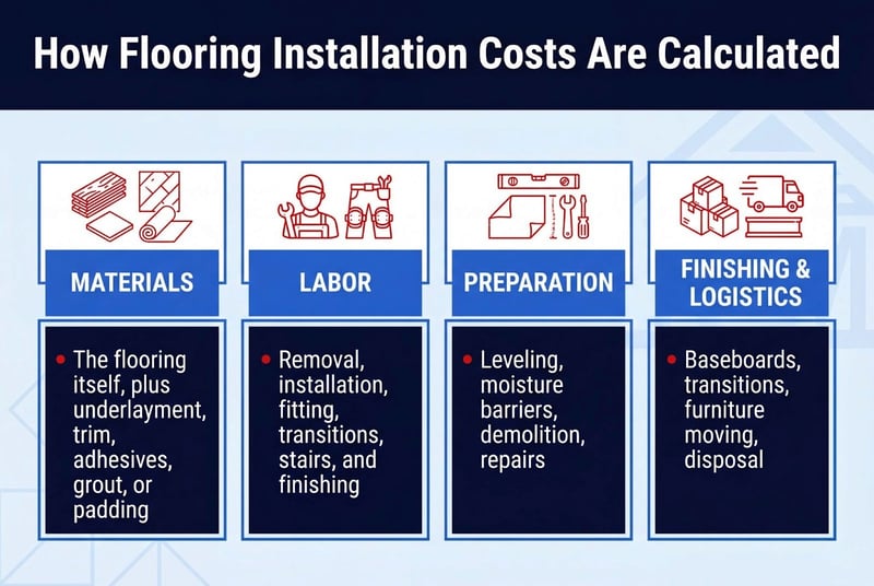 Infographic on how flooring installation costs are calculated