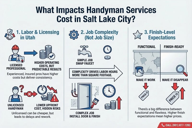 Infographic of what impacts handyman services cost in Salt Lake City