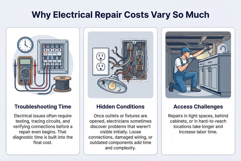 Infographic of why electrical repair costs vary so much