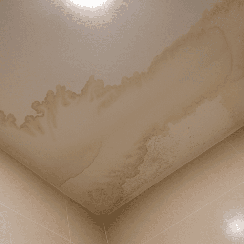 Image of water damage on a ceiling
