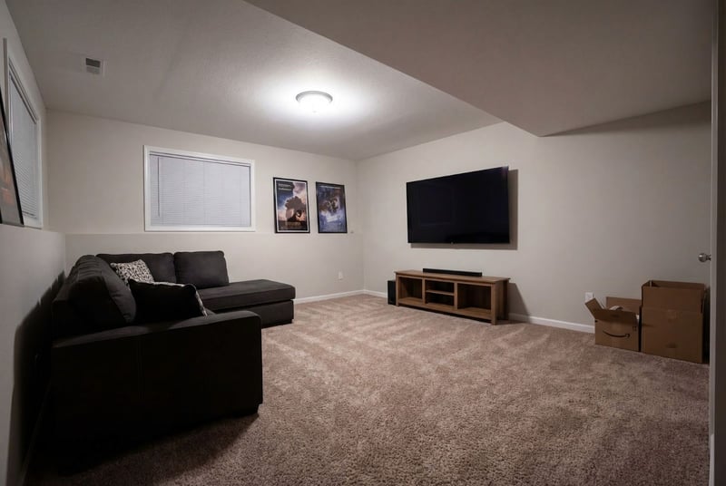 Image of carpet flooring in a living room after installation