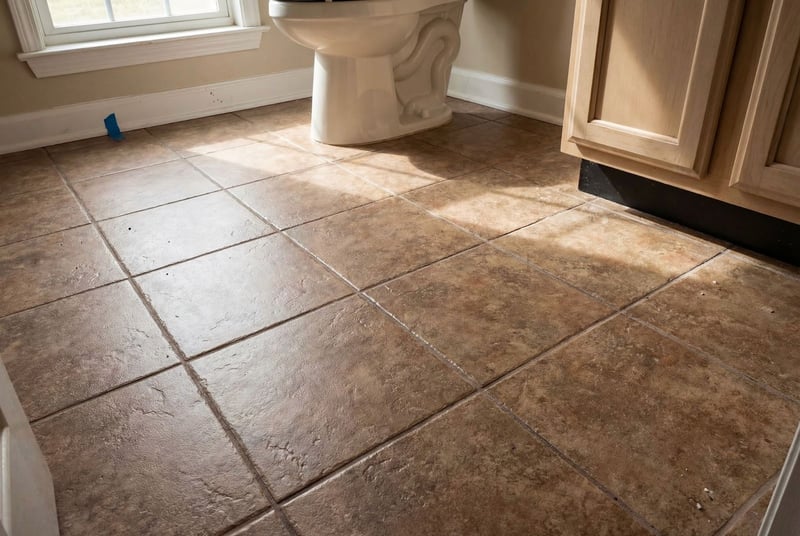 Image of tile flooring in a bathroom after installation