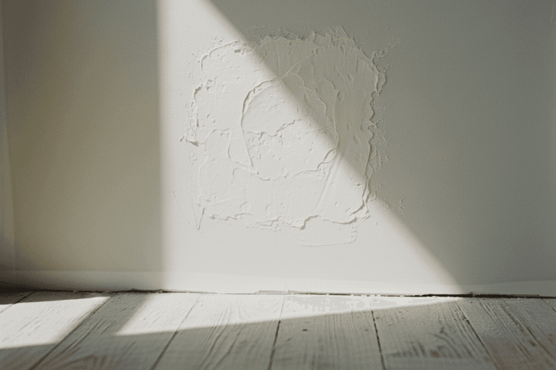 Image of the drywall hole and mesh covered with a joint compound