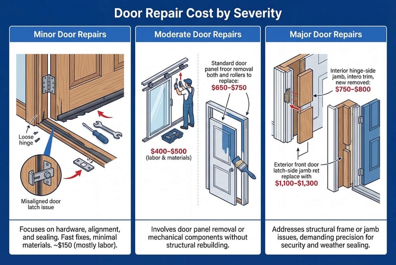 Infographic of door repair cost by severity